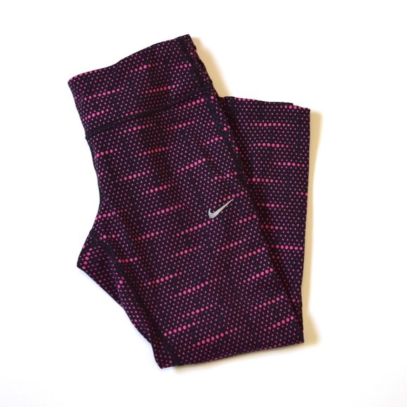 Cropped Pink Polka Dot Dri-Fit Nike Leggings - Picture 1 of 6